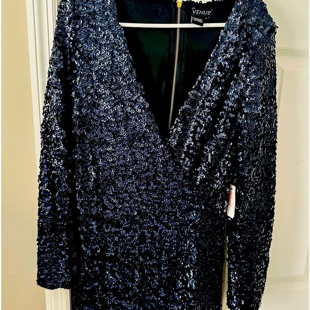Dark Blue Sequin Dress. Size Large. Never worn, NWT.